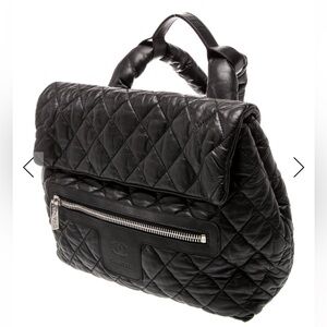 Rare CHANEL cocoon rectangular backpack 2010A black quilted nylon Karl Lagerfeld